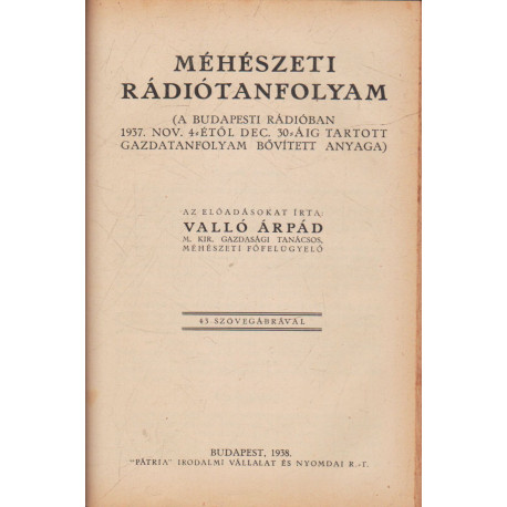 Méhészeti rádiótanfolyam 1938