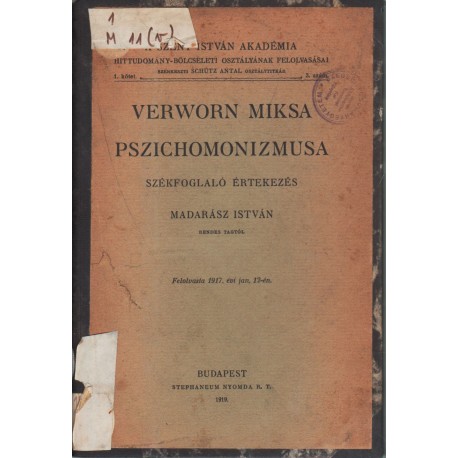 Verworn Miksa pszichomonizmusa