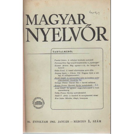 Magyar Nyelvőr 1962. (teljes)