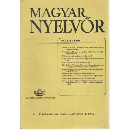 Magyar Nyelvőr 1988. (hiányos)