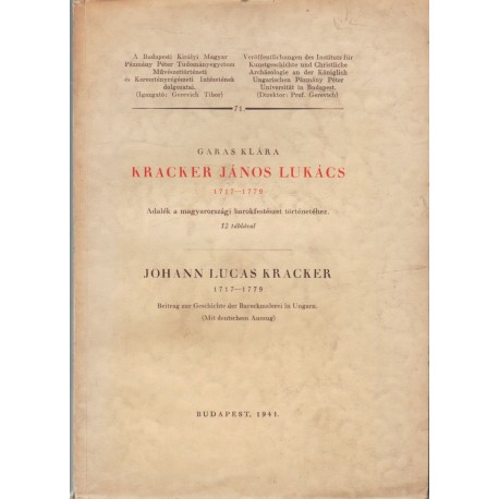 Kracker János Lukács 1717-1779 (Dedikált - 1941)