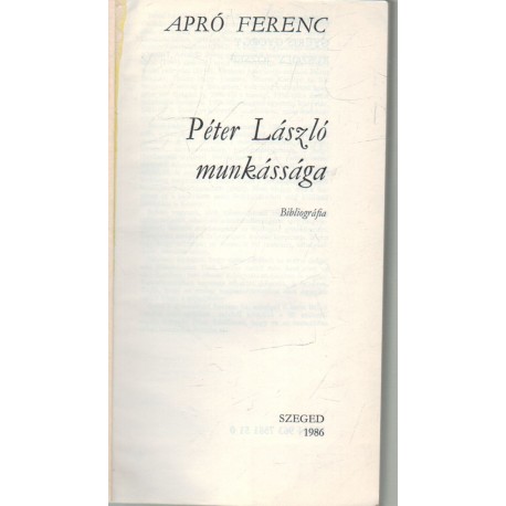 Péter László munkássága