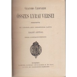 Giacomo Leopardi összes lírai versei