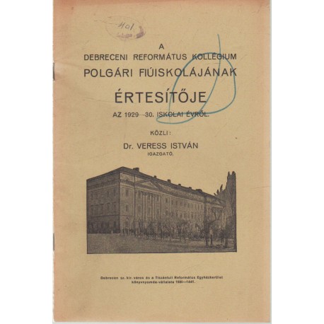 A Debreceni Református Kollégium Gimnáziumának Évkönyve 1935-36