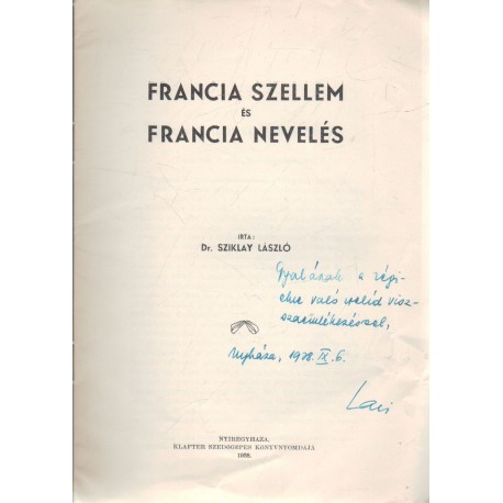 Francia szellem és francia nevelés(dedikált)