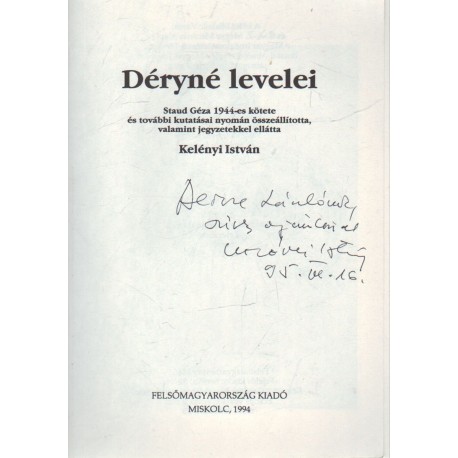 Déryné levelei (dedikált)