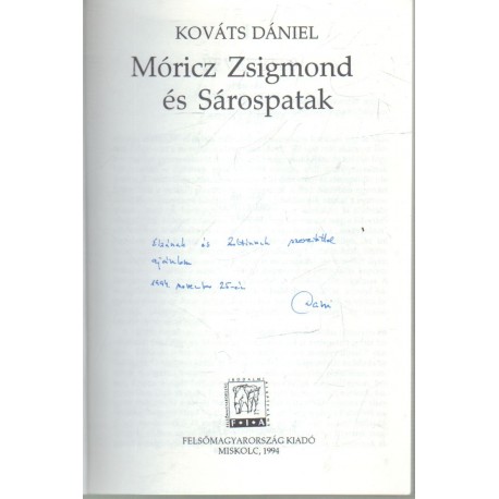 Móricz Zsigmond és Sárospatak (dedikált)