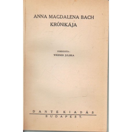 Anna Magdalena Bach krónikája