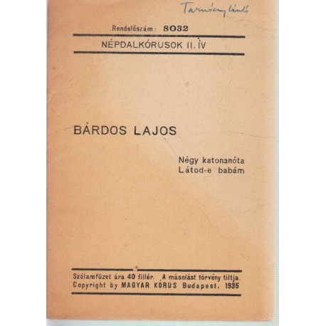 Bárdos Lajos művei (6 db.)