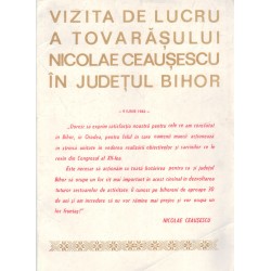 Vizita de lucru a tovarăşului Nicalae Ceauşescu ĭn judeţul Bihor