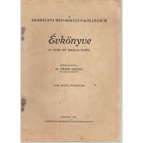 A Debreceni Református Kollégium évkönyve (1848-49)