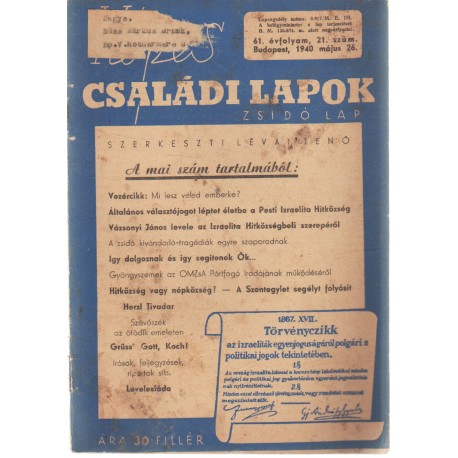 Családi lapok 61. évfolyam, 2.szám (1940)