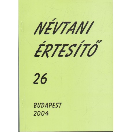 Névtani értesítő 26.